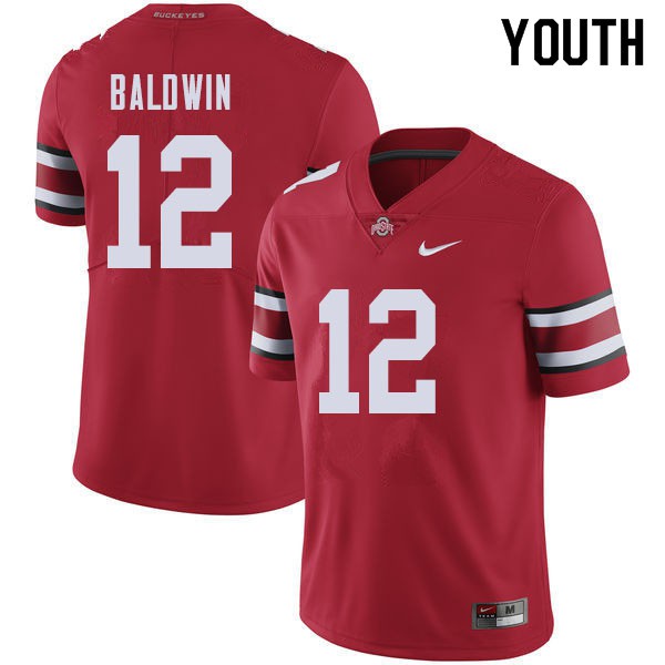 Ohio State Buckeyes #12 Matthew Baldwin Youth Stitch Jersey Red OSU44852